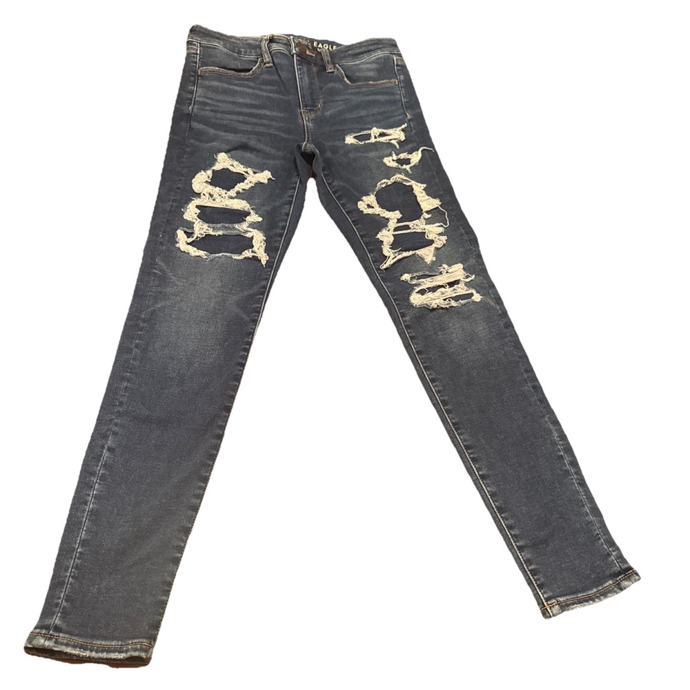 American Eagle Women's Jeans 4R Cozy Ne(x)t Level Stretch Skinny Distressed‎